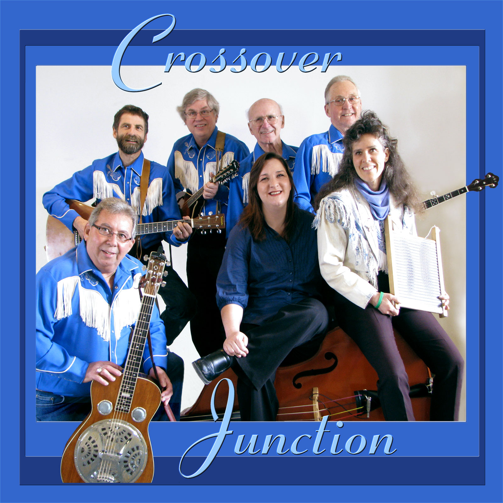 This is graphically bordered photograph of the band simply titled CROSSOVER JUNCTION