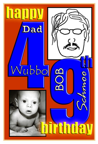 A photograph and a caricature along various words of address adorn this numbered card.